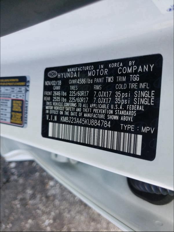 2019 HYUNDAI TUCSON SE KM8J23A45KU884784
