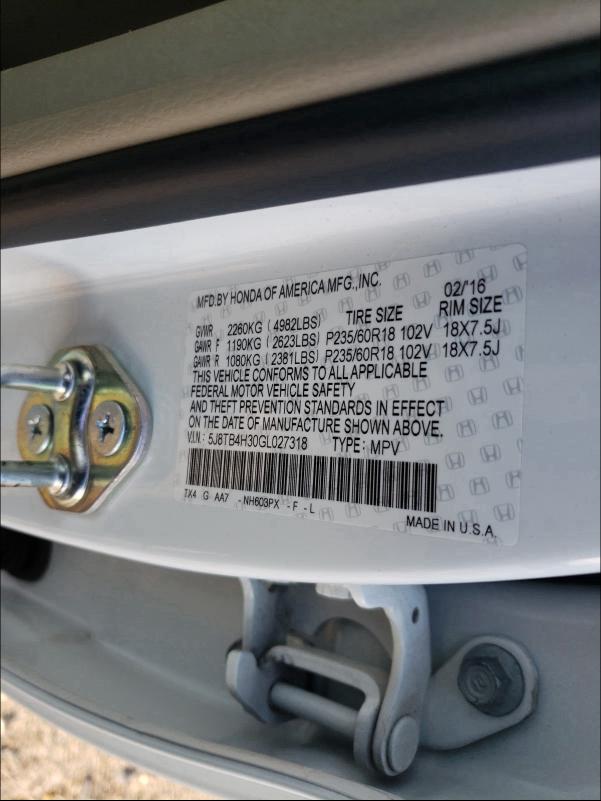 2016 ACURA RDX 5J8TB4H30GL027318