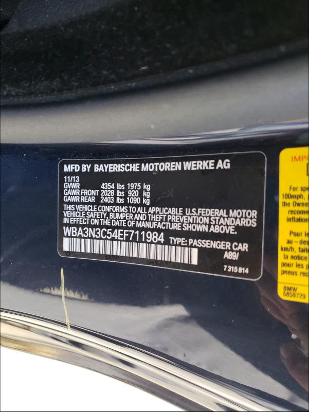WBA3N3C54EF711984 2014 Bmw 428 I 2.0L