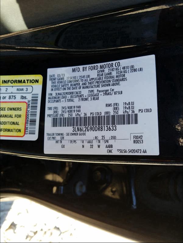 2013 LINCOLN MKZ 3LN6L2G90DR813633
