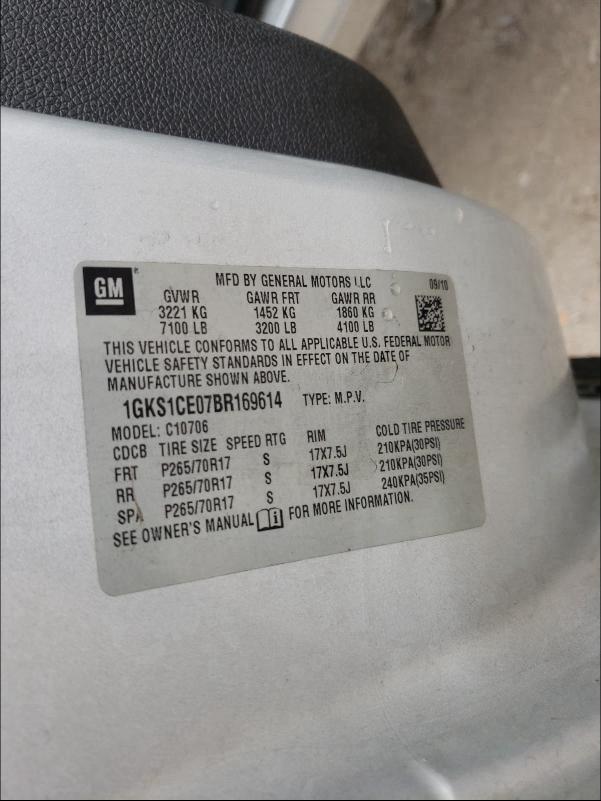 2011 GMC YUKON SLT 1GKS1CE07BR169614