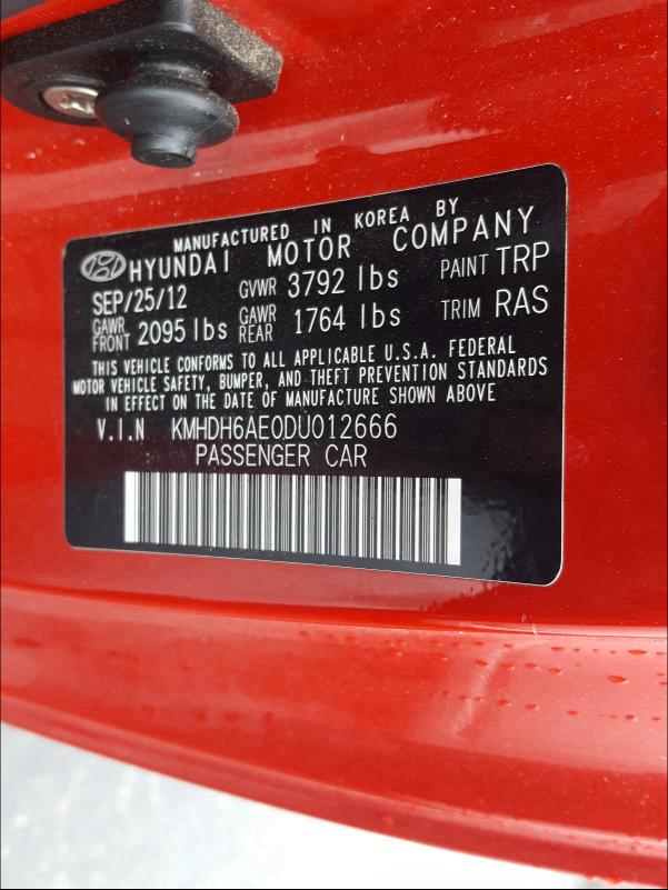 2013 HYUNDAI ELANTRA CO KMHDH6AE0DU012666