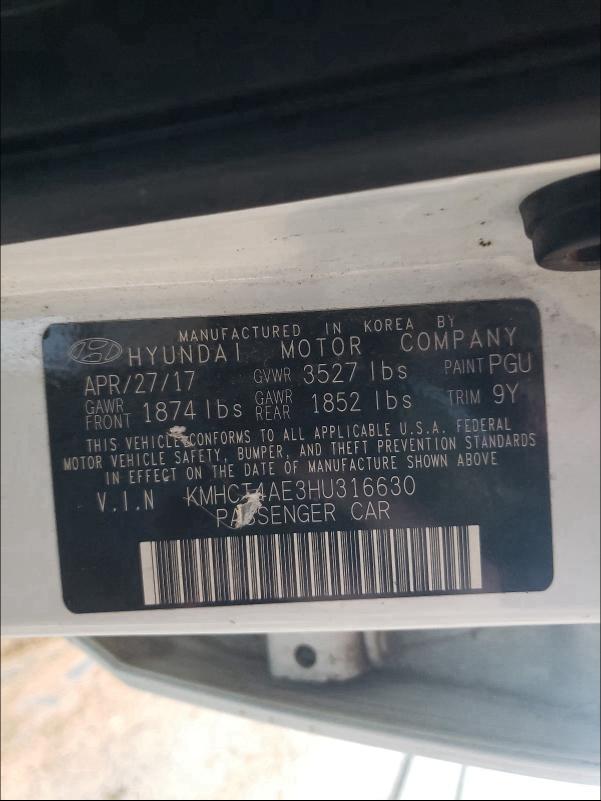 2017 HYUNDAI ACCENT SE KMHCT4AE3HU316630