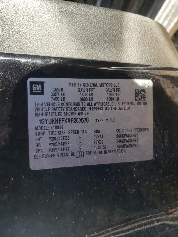 2010 CADILLAC ESCALADE 1GYUKHEFXAR267578