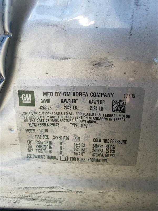 2020 CHEVROLET TRAX LS KL7CJKSB8LB039543