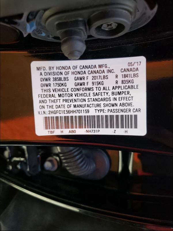 2017 HONDA CIVIC SI 2HGFC1E56HH701159