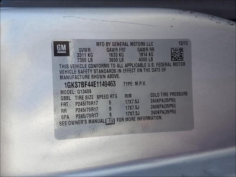 2014 GMC SAVANA G15 1GKS7BF44E1149463