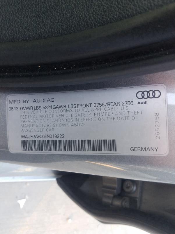 2014 AUDI A6 PREMIUM WAUFGAFC6EN019222