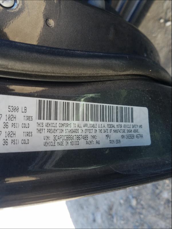 2019 DODGE JOURNEY SE 3C4PDCBB6KT867489