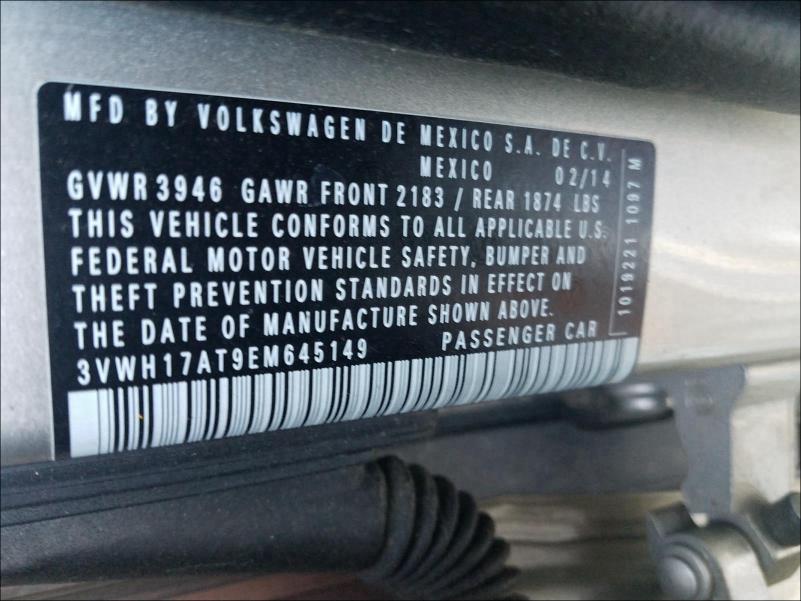 2014 VOLKSWAGEN BEETLE TUR 3VWH17AT9EM645149