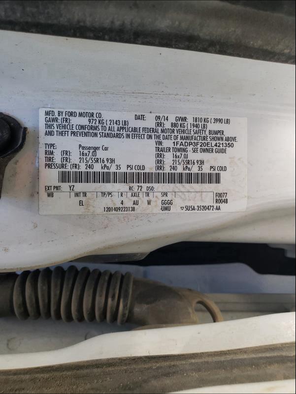 2014 FORD FOCUS 1FADP3F20EL421350