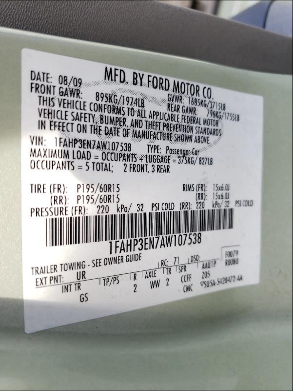 2010 FORD FOCUS S - 1FAHP3EN7AW107538