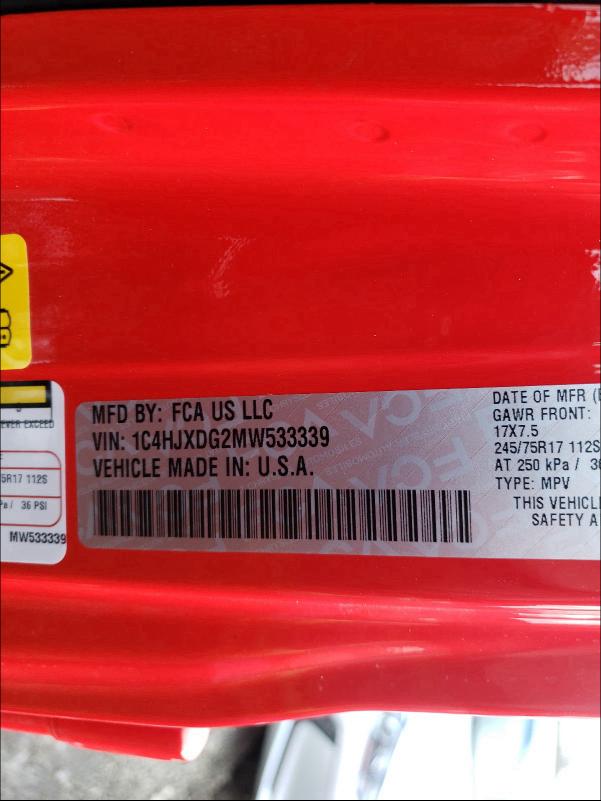 2021 JEEP WRANGLER U 1C4HJXDG2MW533339