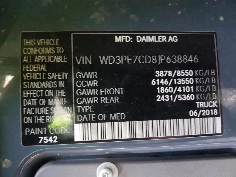 2018 MERCEDES-BENZ SPRINTER 2 WD3PE7CD8JP638846