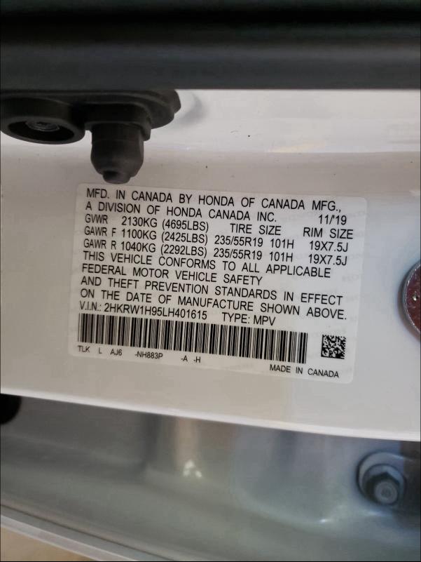 2020 HONDA CR-V TOURI 2HKRW1H95LH401615