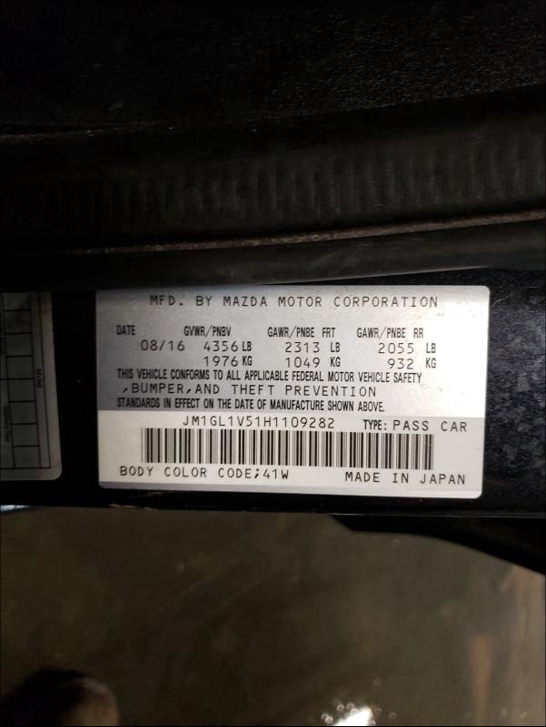 JM1GL1V51H1109282 2017 Mazda 6 Touring 2.5L