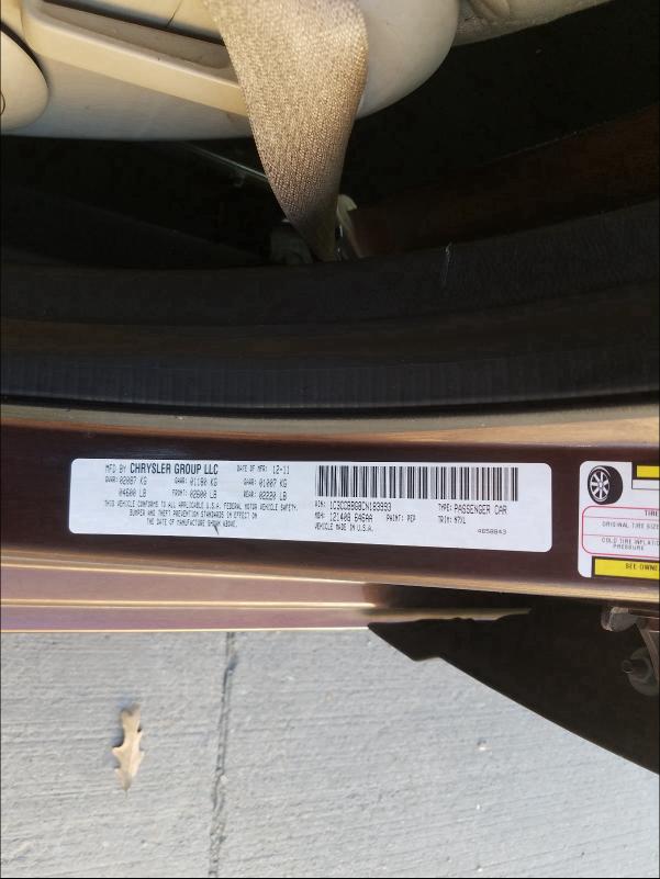 2012 CHRYSLER 200 TOURIN 1C3CCBBG8CN183993