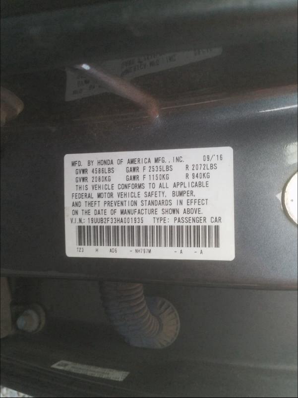 2017 ACURA TLX 19UUB2F33HA001935