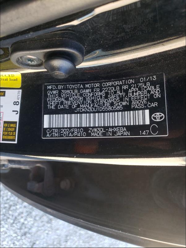 JTDKN3DU1D5580585 2013 Toyota Prius 1.8L
