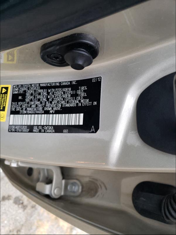 2012 LEXUS RX 350 2T2BK1BA0CC144054