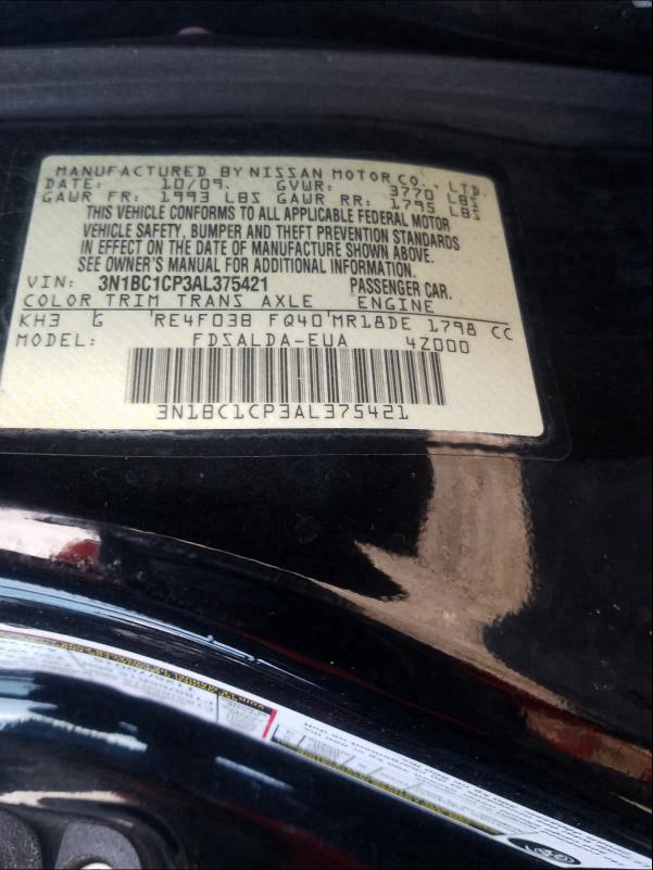 2010 NISSAN VERSA S 3N1BC1CP3AL375421