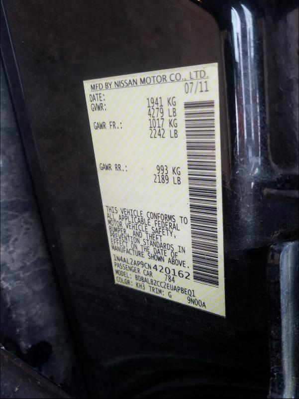 2012 NISSAN ALTIMA BAS 1N4AL2AP9CN420162