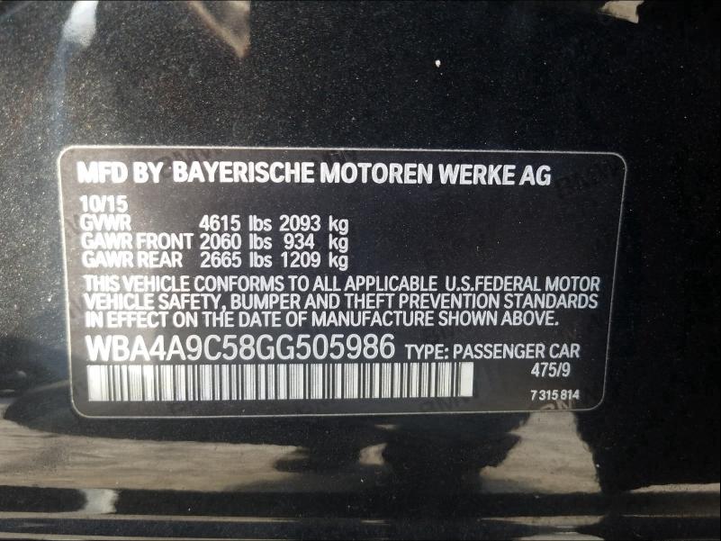 2016 BMW 428 I GRAN WBA4A9C58GG505986