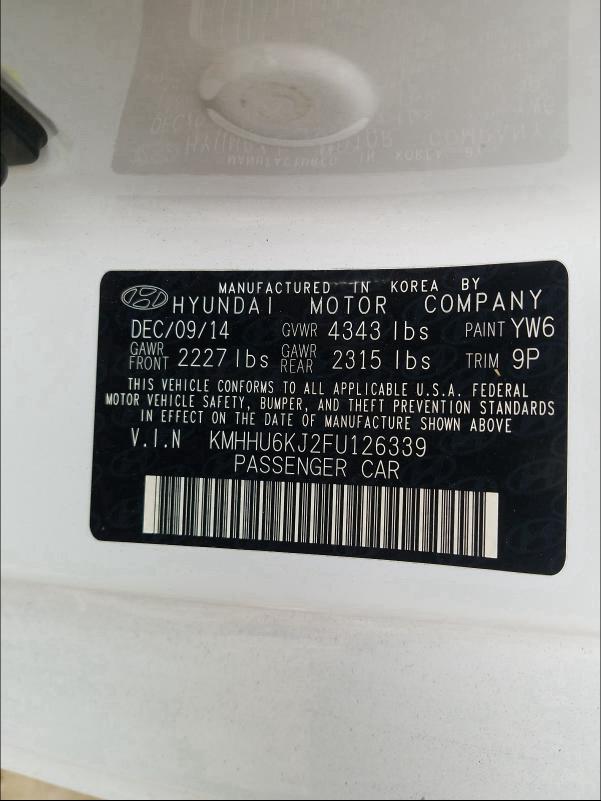 2015 HYUNDAI GENESIS CO KMHHU6KJ2FU126339