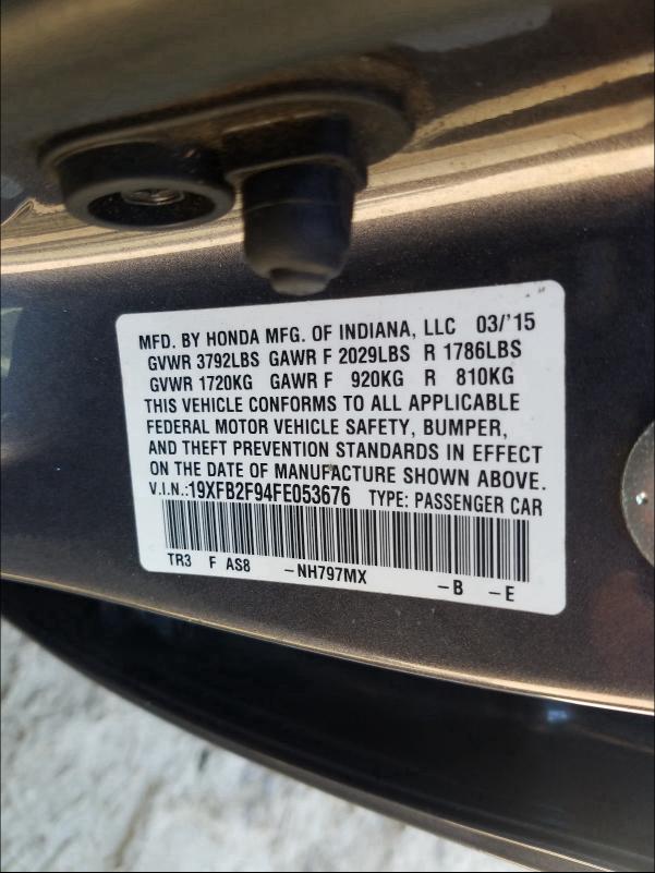 2015 HONDA CIVIC EXL 19XFB2F94FE053676