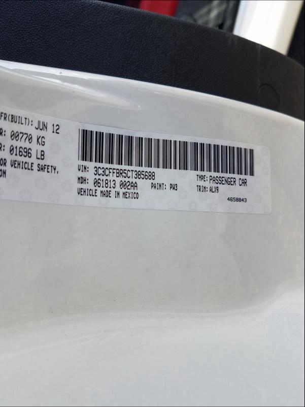 2012 FIAT 500 SPORT 3C3CFFBR5CT385688