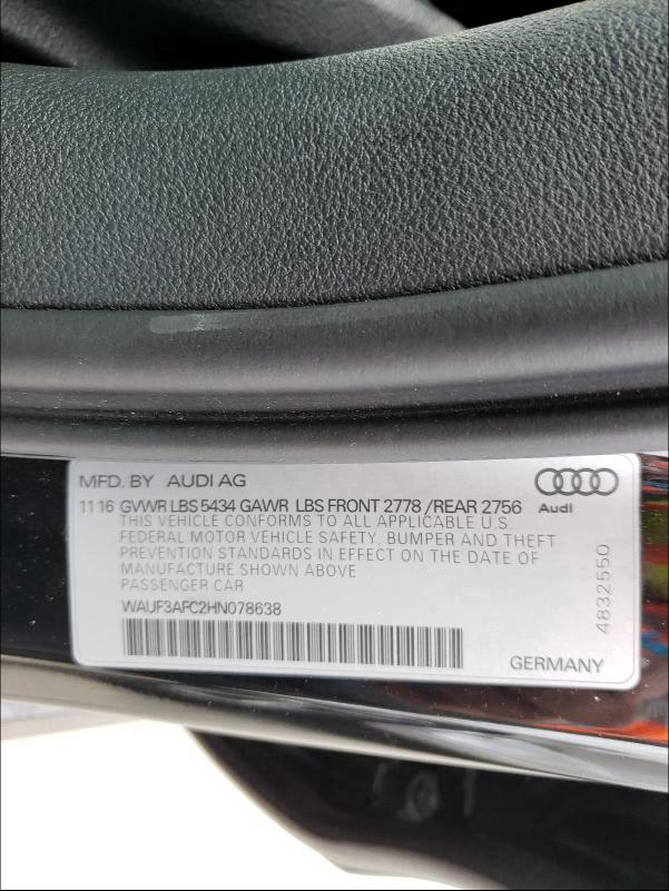 2017 AUDI A6 COMPETI WAUF3AFC2HN078638