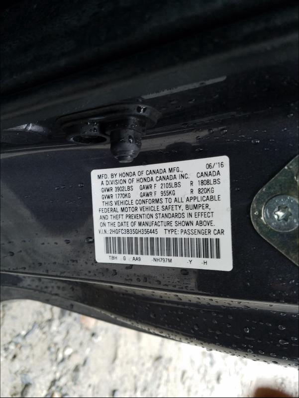 2016 HONDA CIVIC 2HGFC3B35GH356445