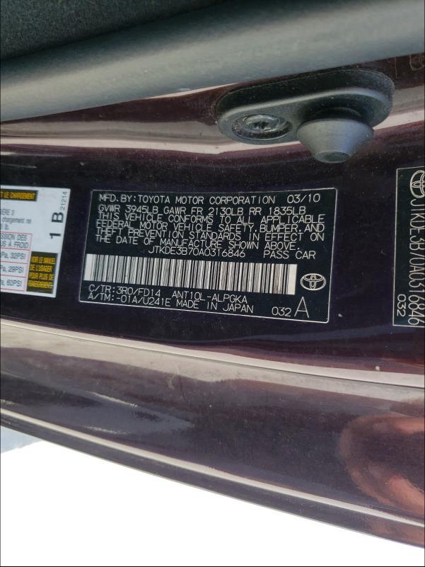 2010 TOYOTA SCION TC JTKDE3B70A0316846