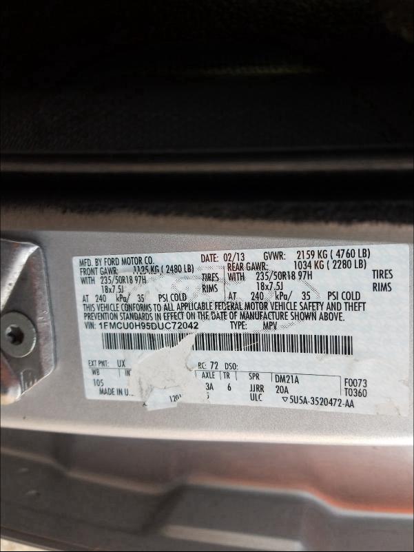 2013 FORD ESCAPE SEL 1FMCU0H95DUC72042