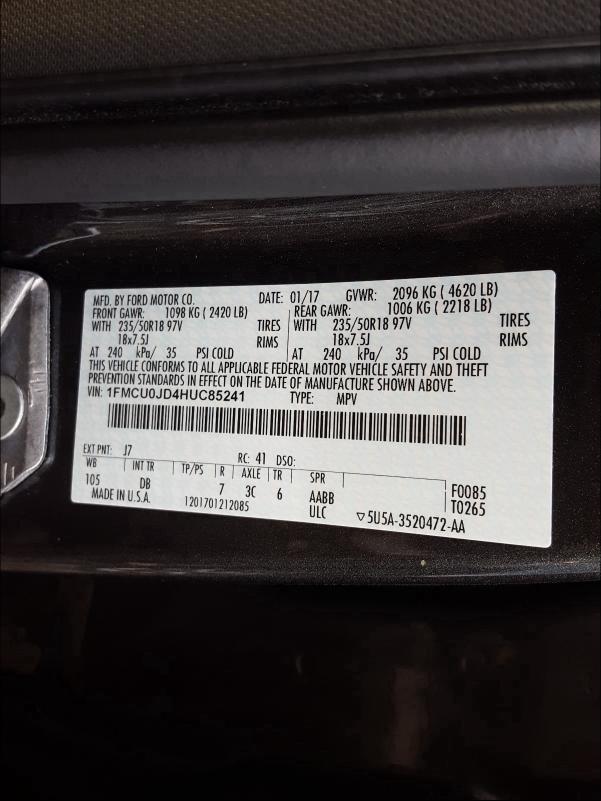1FMCU0JD4HUC85241 2017 Ford Escape Tit 1.5L