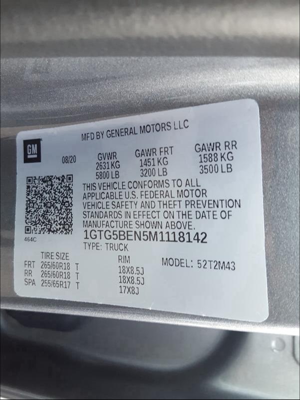 2021 GMC CANYON ELE 1GTG5BEN5M1118142