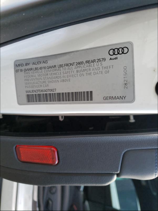 2019 AUDI A5 PREMIUM WAUENCF5XKA070627