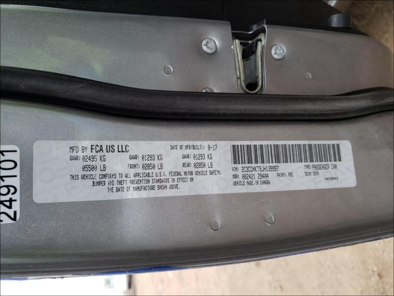 2018 DODGE CHARGER PO 2C3CDXKT9JH139997