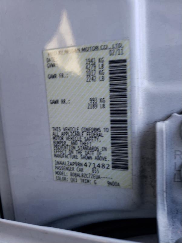 2011 NISSAN ALTIMA BAS 1N4AL2AP9BN471482