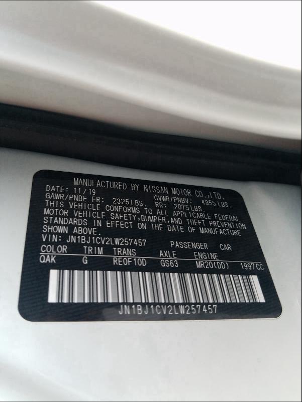 2020 NISSAN ROGUE SPOR JN1BJ1CV2LW257457