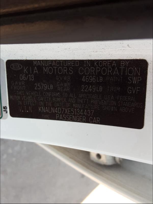 2014 KIA CADENZA PR KNALN4D7XE5134437