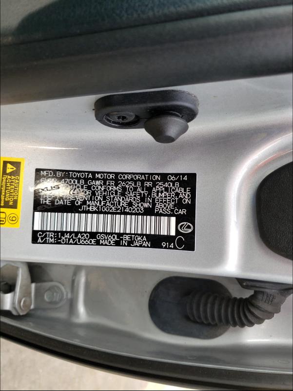 JTHBK1GG2E2140203 2014 Lexus Es 350 3.5L