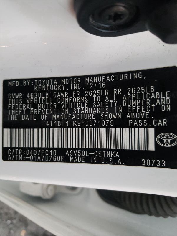 4T1BF1FK9HU371079 2017 Toyota Camry Le 2.5L