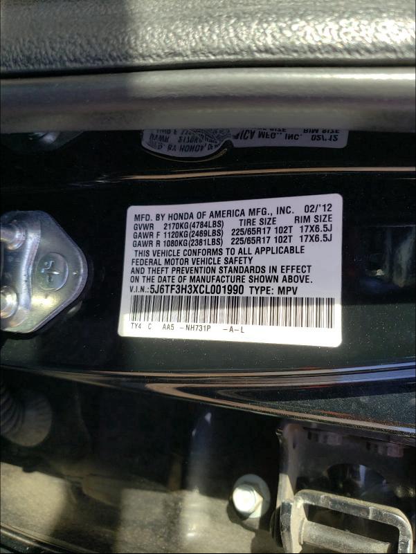 2012 HONDA CROSSTOUR 5J6TF3H3XCL001990