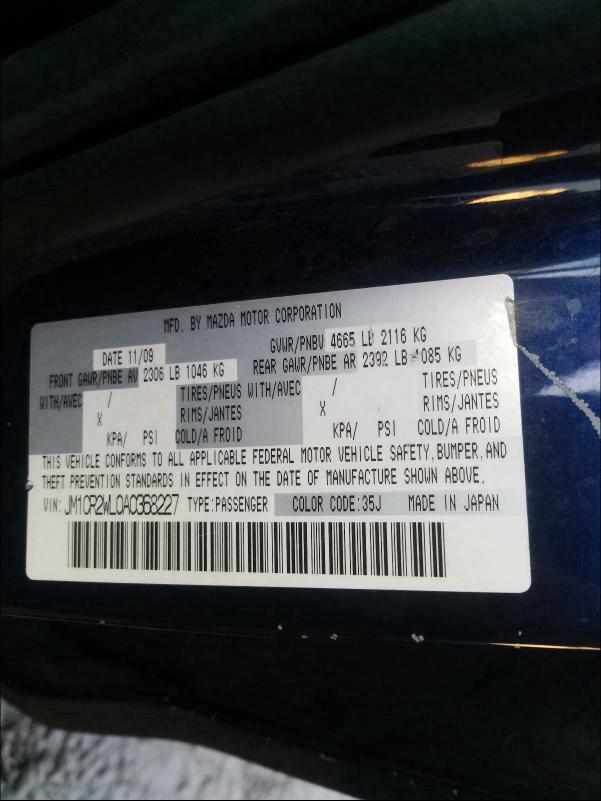 2010 MAZDA 5 JM1CR2WL0A0368227