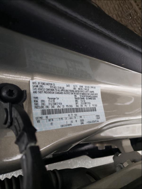 2016 FORD FOCUS TITA 1FADP3N24GL222600
