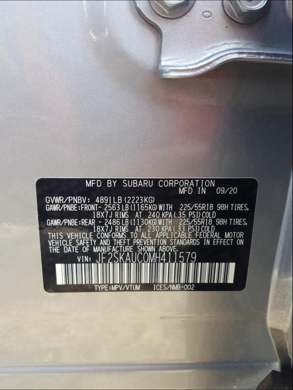 2021 SUBARU FORESTER L JF2SKAUC0MH411579