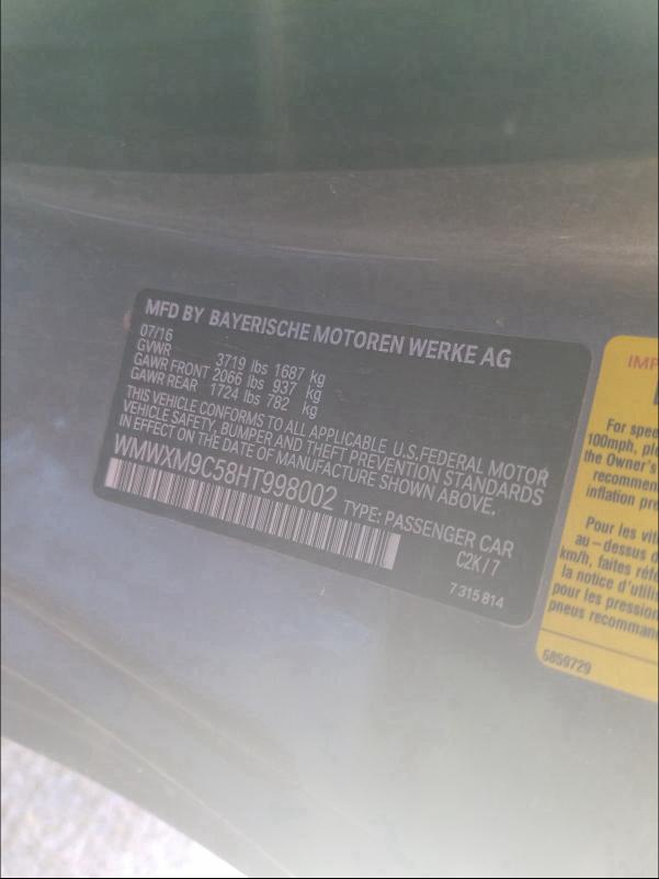 2017 MINI COOPER JOH WMWXM9C58HT998002