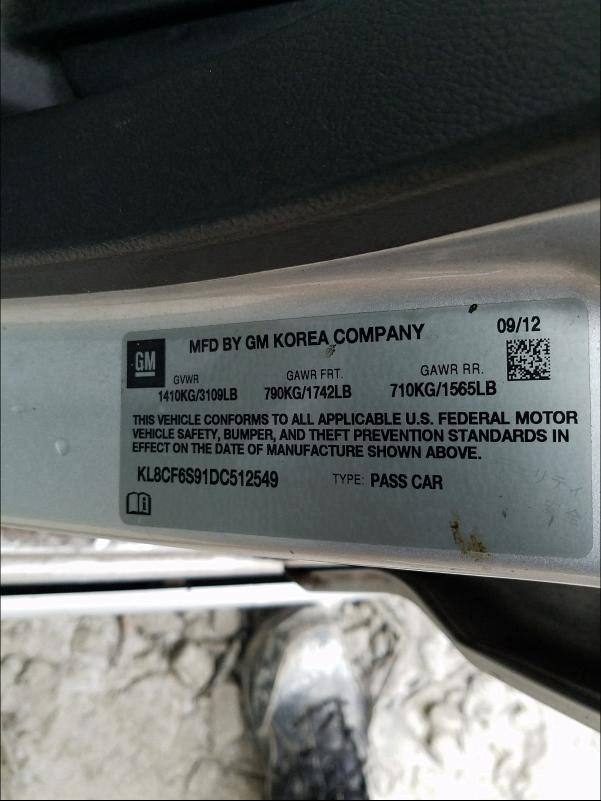2013 CHEVROLET SPARK 2LT KL8CF6S91DC512549