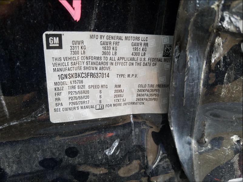 2015 CHEVROLET TAHOE K150 1GNSKBKC3FR637014